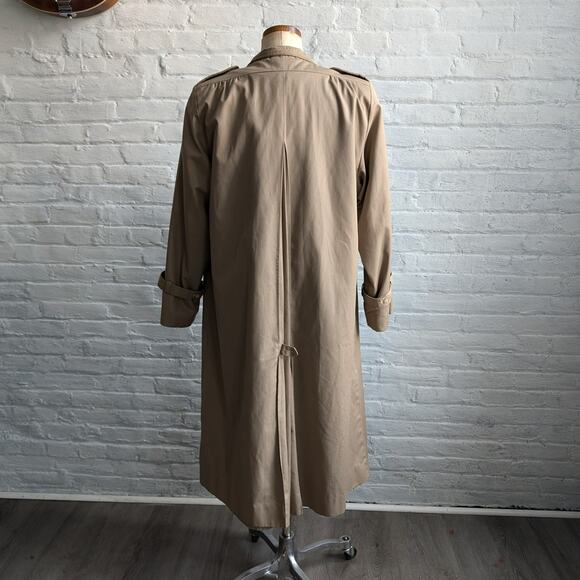 Vintage Neutral Trench Coat Longline Minimalist Wool Coat Duster Jacket Large - Picture 6 of 9